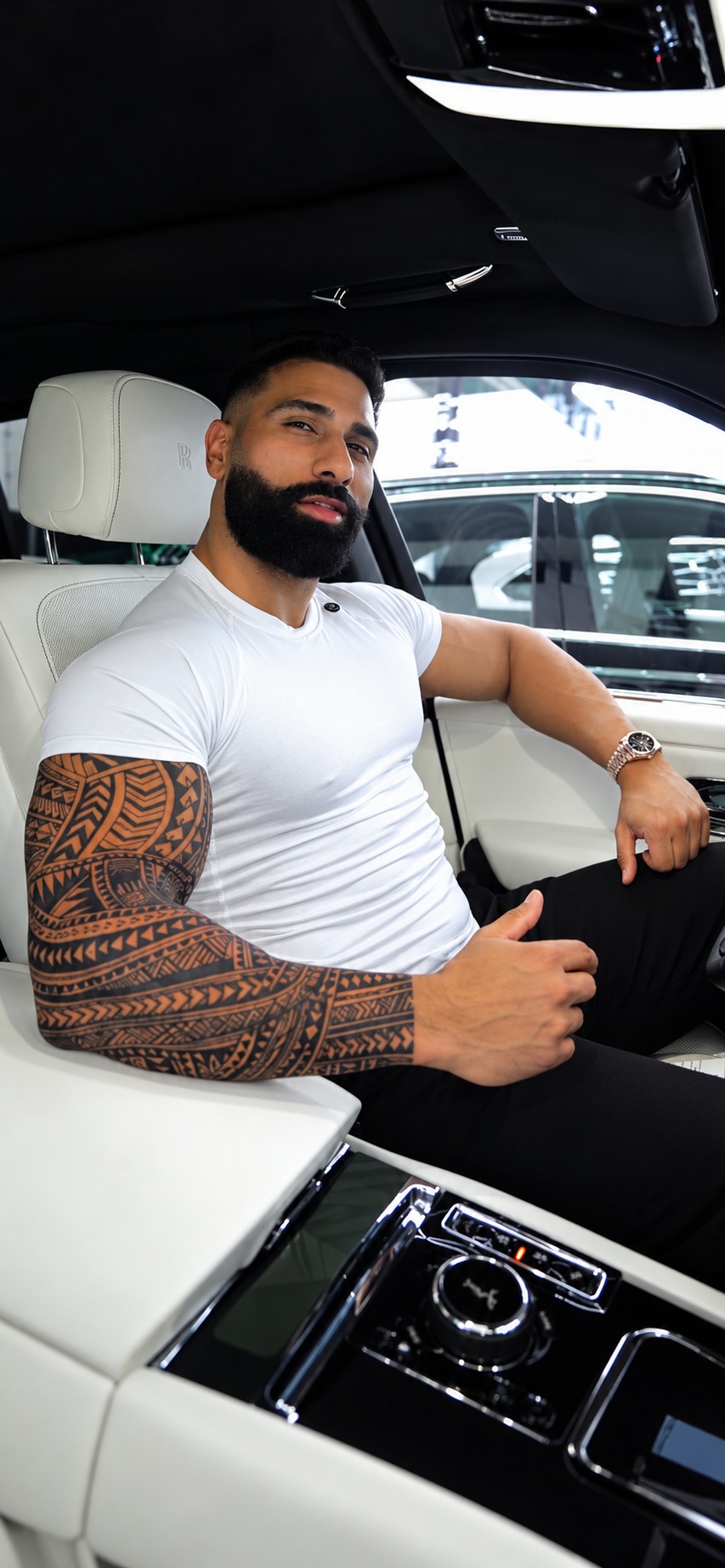 GURU seated in a Rolls-Royce