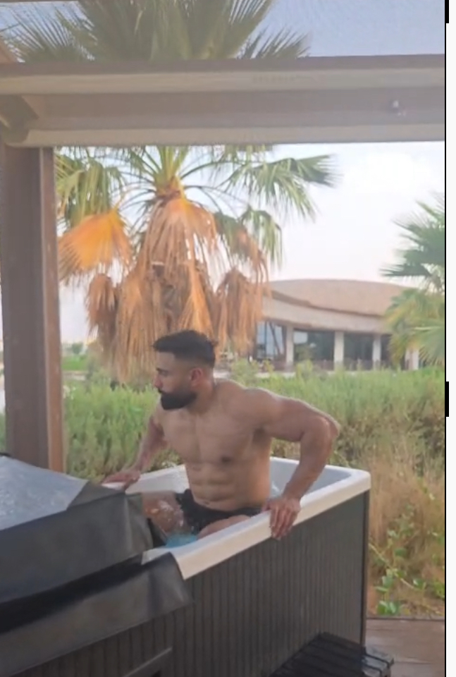 GURU relaxing outdoors after training